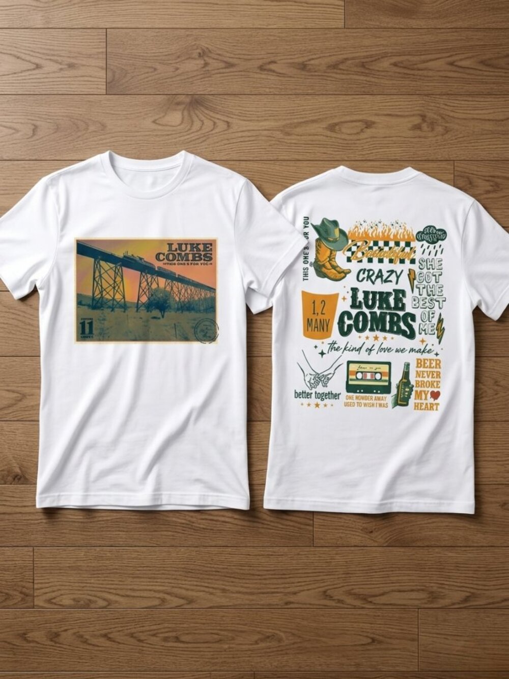 Luke Combs Vintage Country Music Graphic Tee Western Tour Shirt